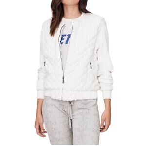 DAVID LERNER Quilted Faux Fur Bomber Jacket XS White Oversize Fairy Festival Y2K